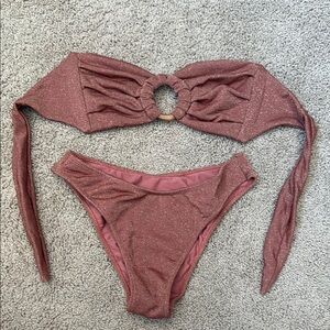 Elegant Glitter Bikini Set in Rose Gold